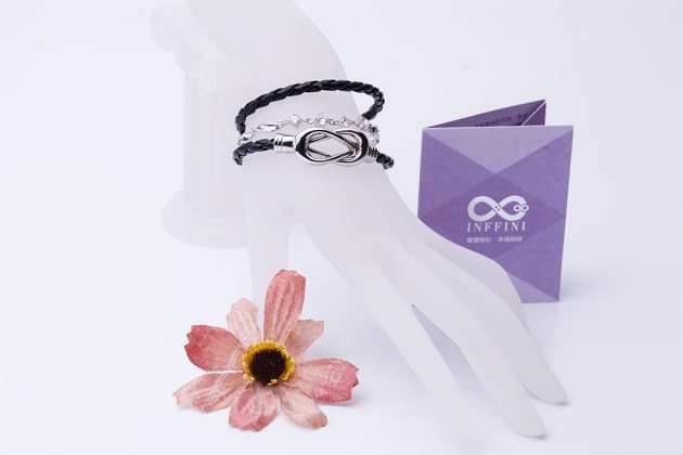 無限大專利磁扣皮革手鍊 X 925純銀鋯石頂級系列-滿鑽3A鋯石 1