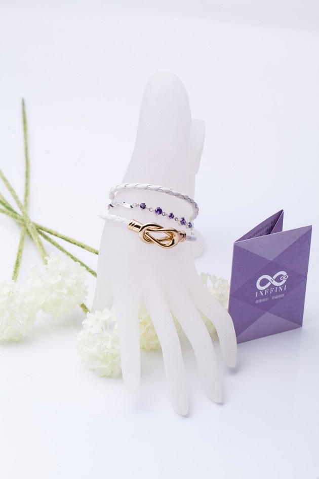 無限大專利磁扣皮革手鍊 X 925純銀鋯石頂級系列-滿鑽3A鋯石 2